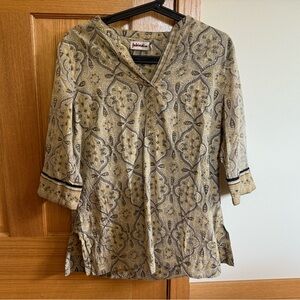 Fabindia Women's Cream and Black Top